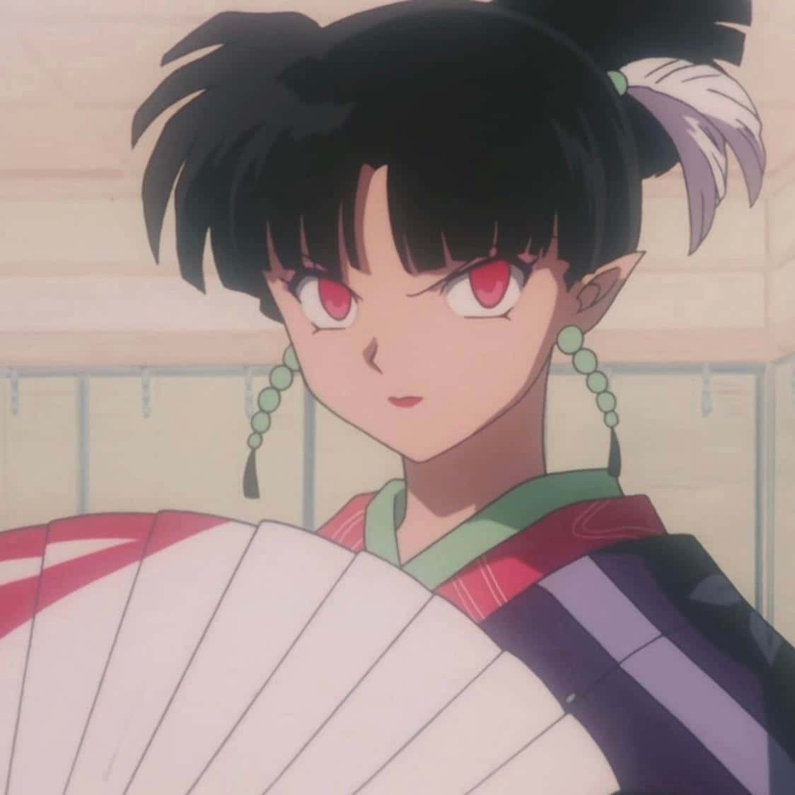 Inuyasha Kagura, red eyes, black hair, SD Desktop Wallpaper