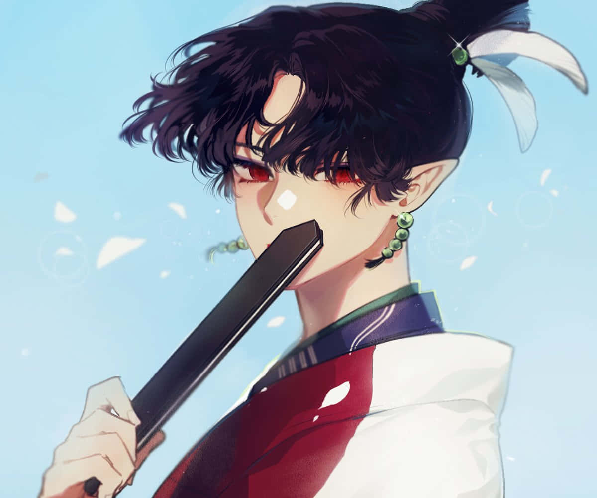 Inuyasha Kagura, katana, dark hair, SD Desktop Wallpaper
