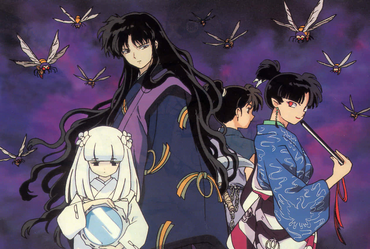 Inuyasha, Kagura, purple sky, SD Desktop Wallpaper