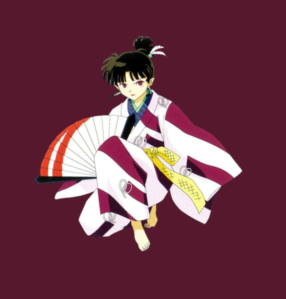 Kagura, Inuyasha, white and maroon kimono, SD Phone Wallpaper
