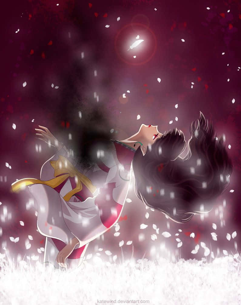 Inuyasha, Kagura, cherry blossoms, SD Phone Wallpaper