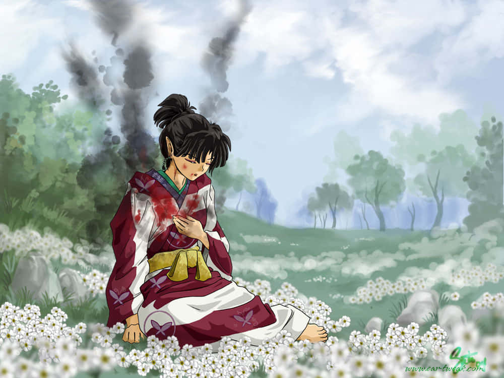 Inuyasha, Kagura, red and white kimono, SD Desktop Wallpaper