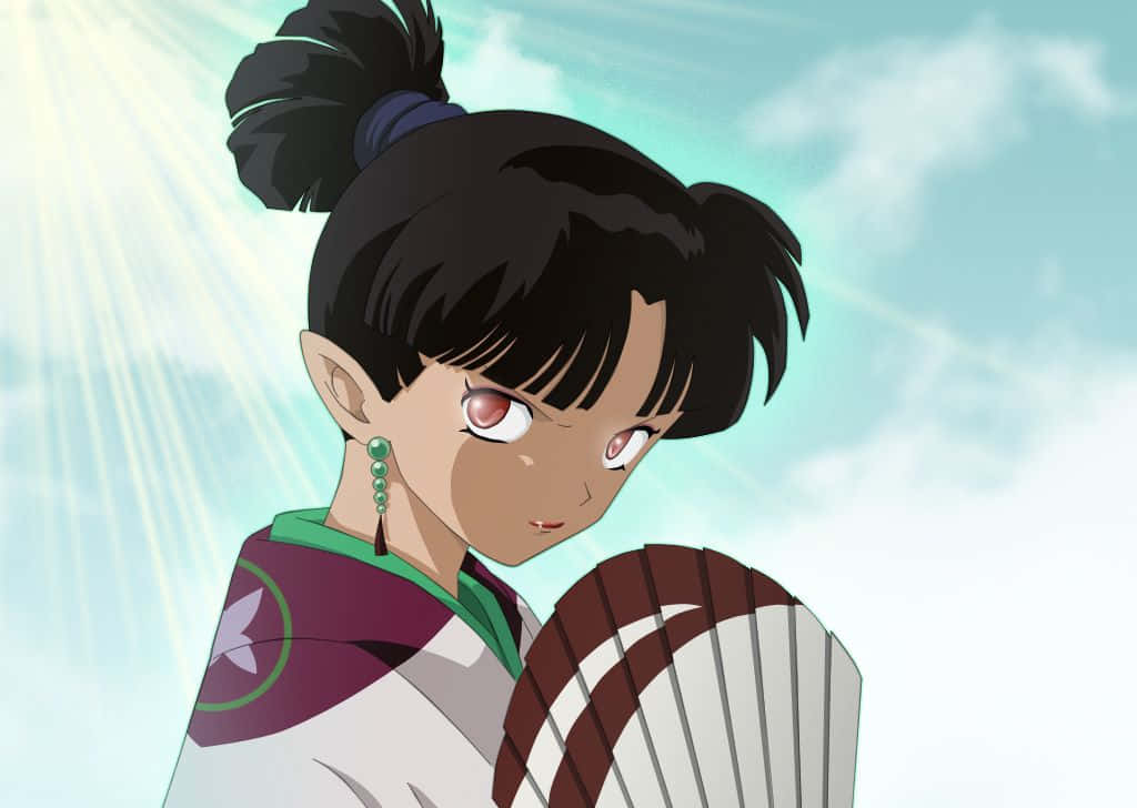 Inuyasha Kagura, black hair, red eyes, SD Desktop Wallpaper