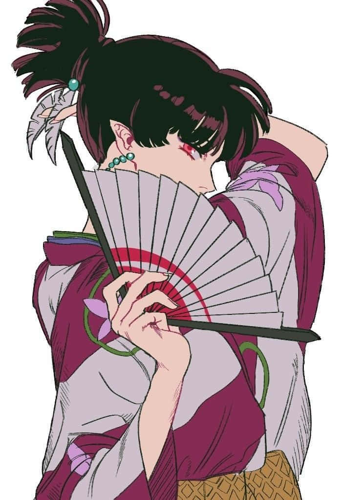 Kagura, Inuyasha, purple kimono, SD Phone Wallpaper