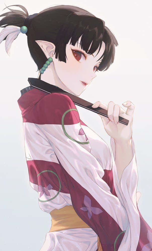 Kagura, Inuyasha, flute, SD Phone Wallpaper