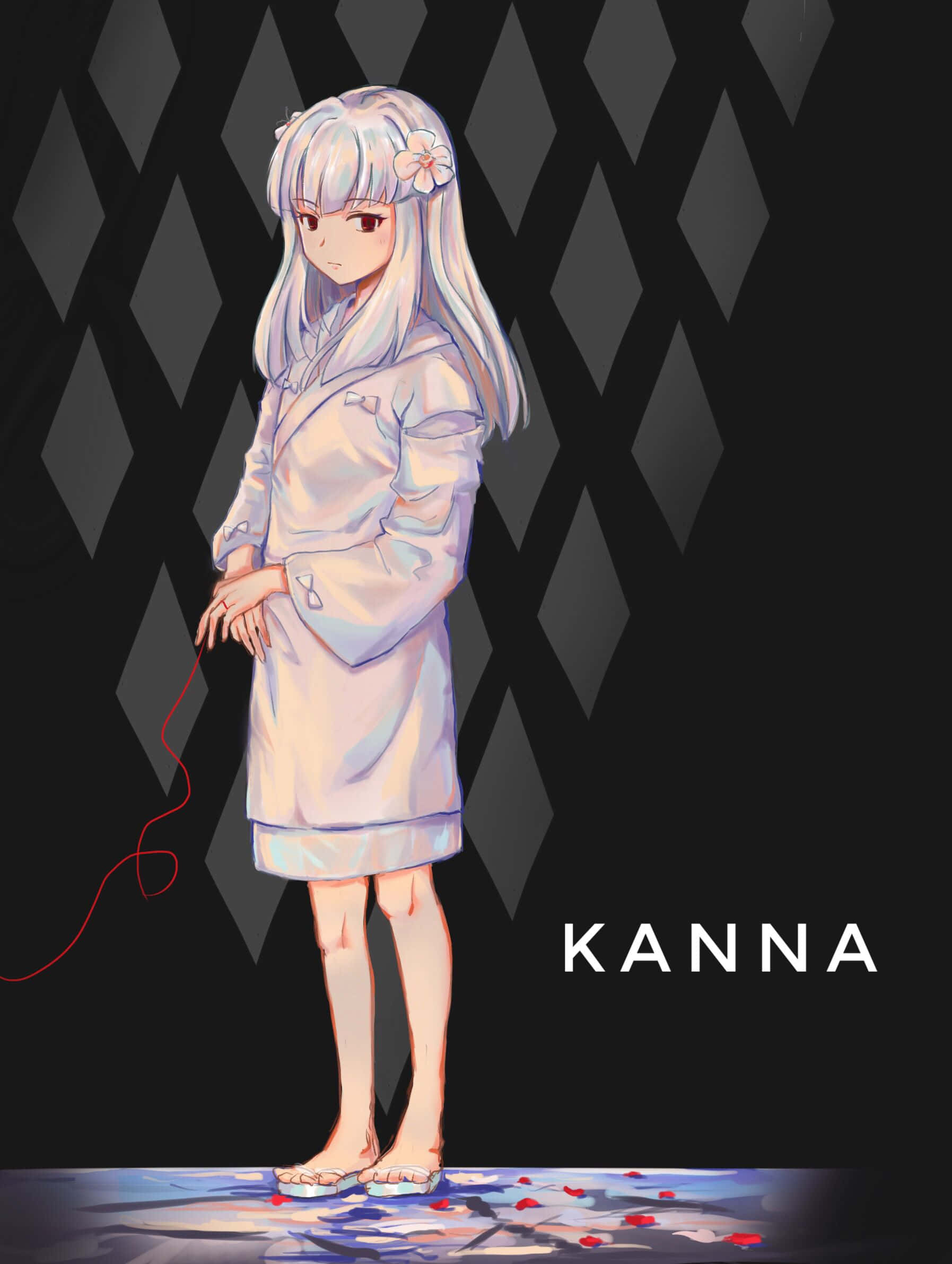 Inuyasha Kanna, silver-haired anime girl, pale robe, Full HD Phone Wallpaper
