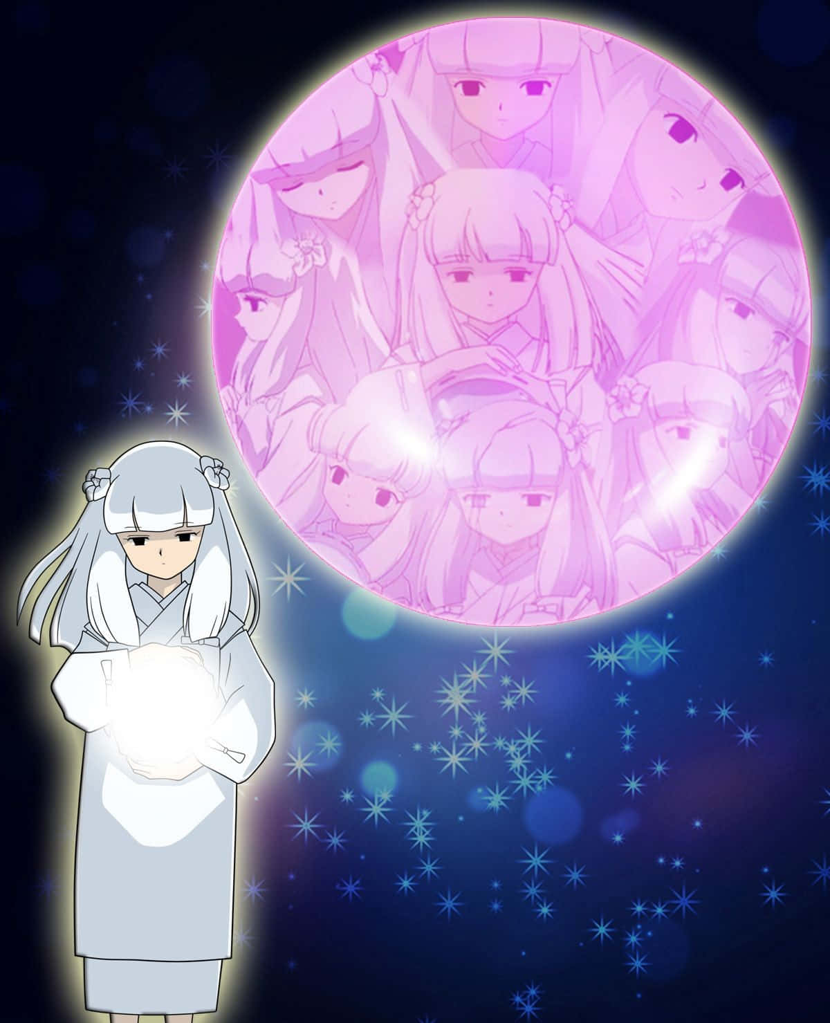 Inuyasha Kanna, white-robed anime girl, glowing orb, HD Phone Wallpaper