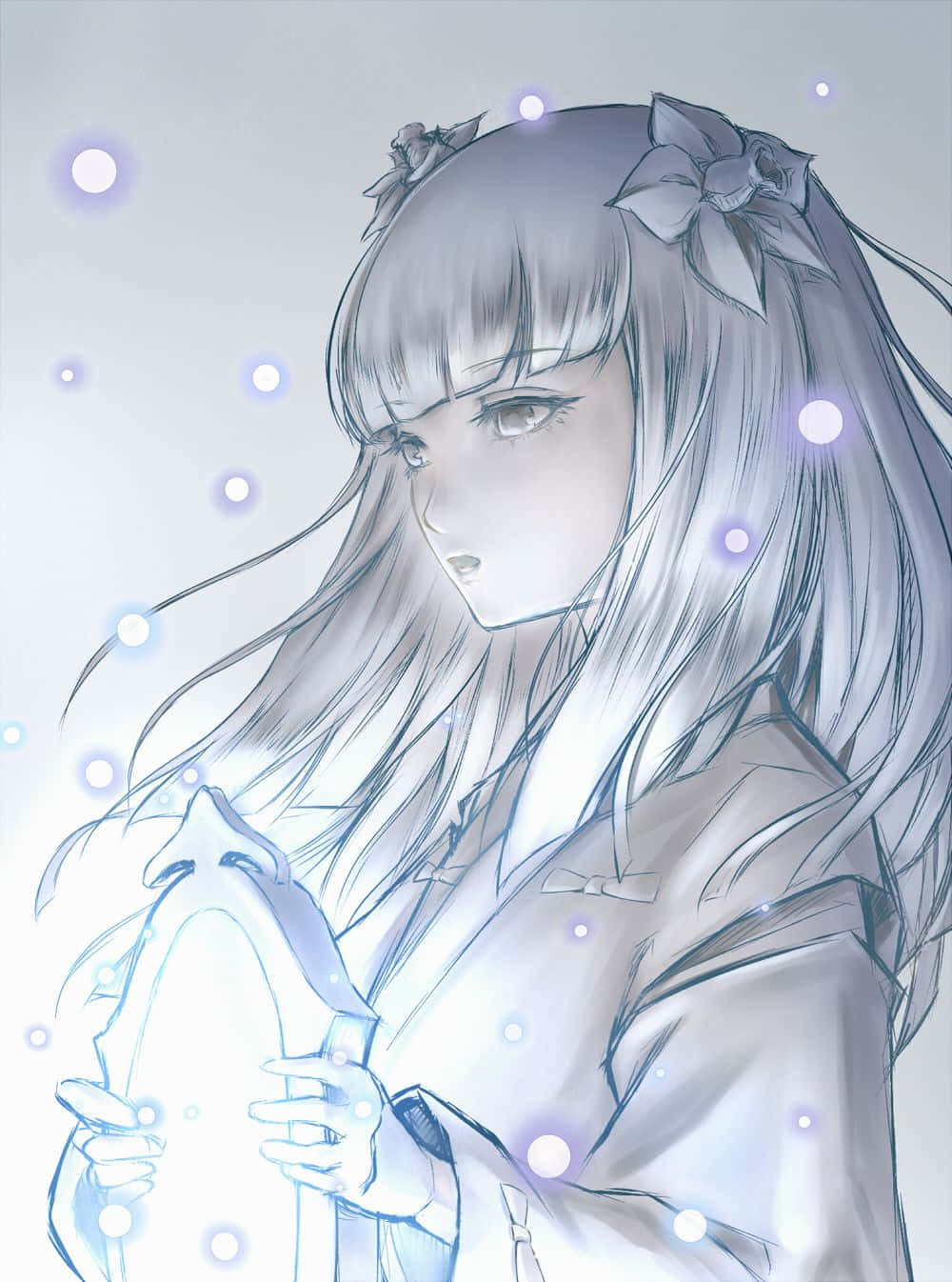 Inuyasha Kanna, silver hair, bow accessories, HD Phone Wallpaper