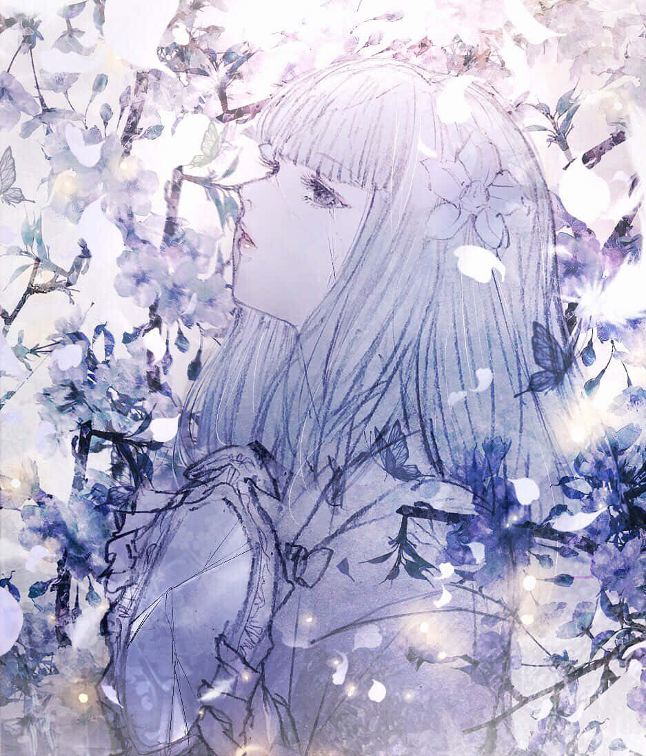 Inuyasha Kanna, pale hair, floral adornments, SD Phone Wallpaper