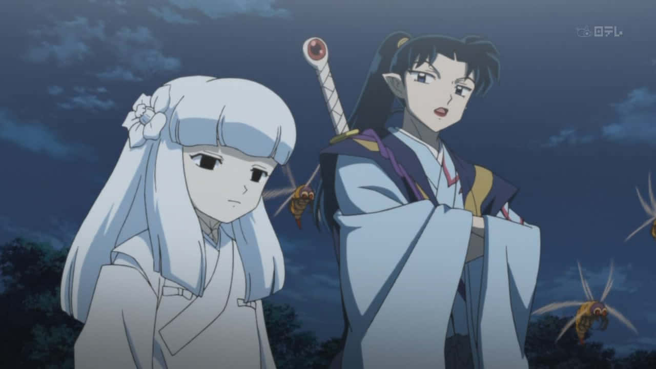 Inuyasha Kanna, traditional robes, dark cloudy sky, HD Desktop Wallpaper