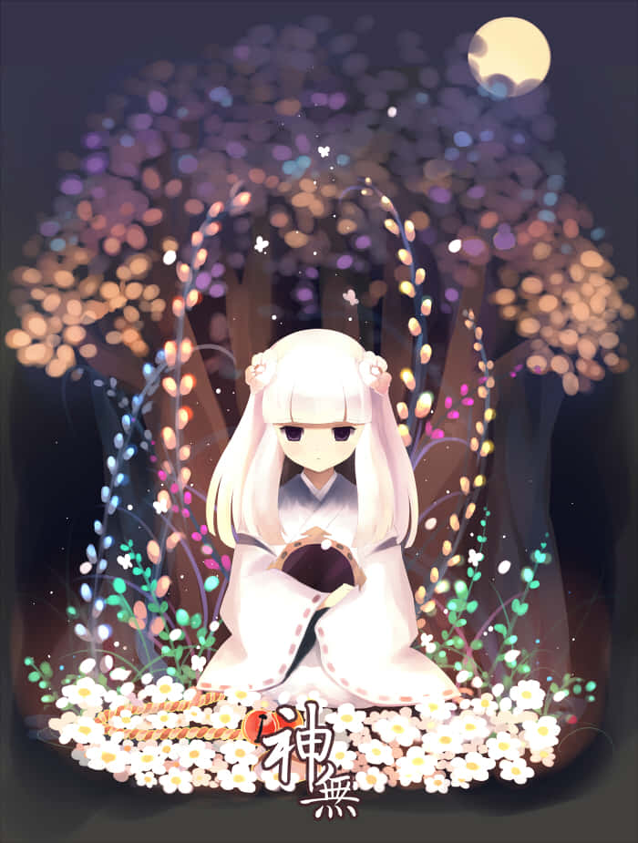 Inuyasha Kanna, white kimono, full moon, SD Phone Wallpaper