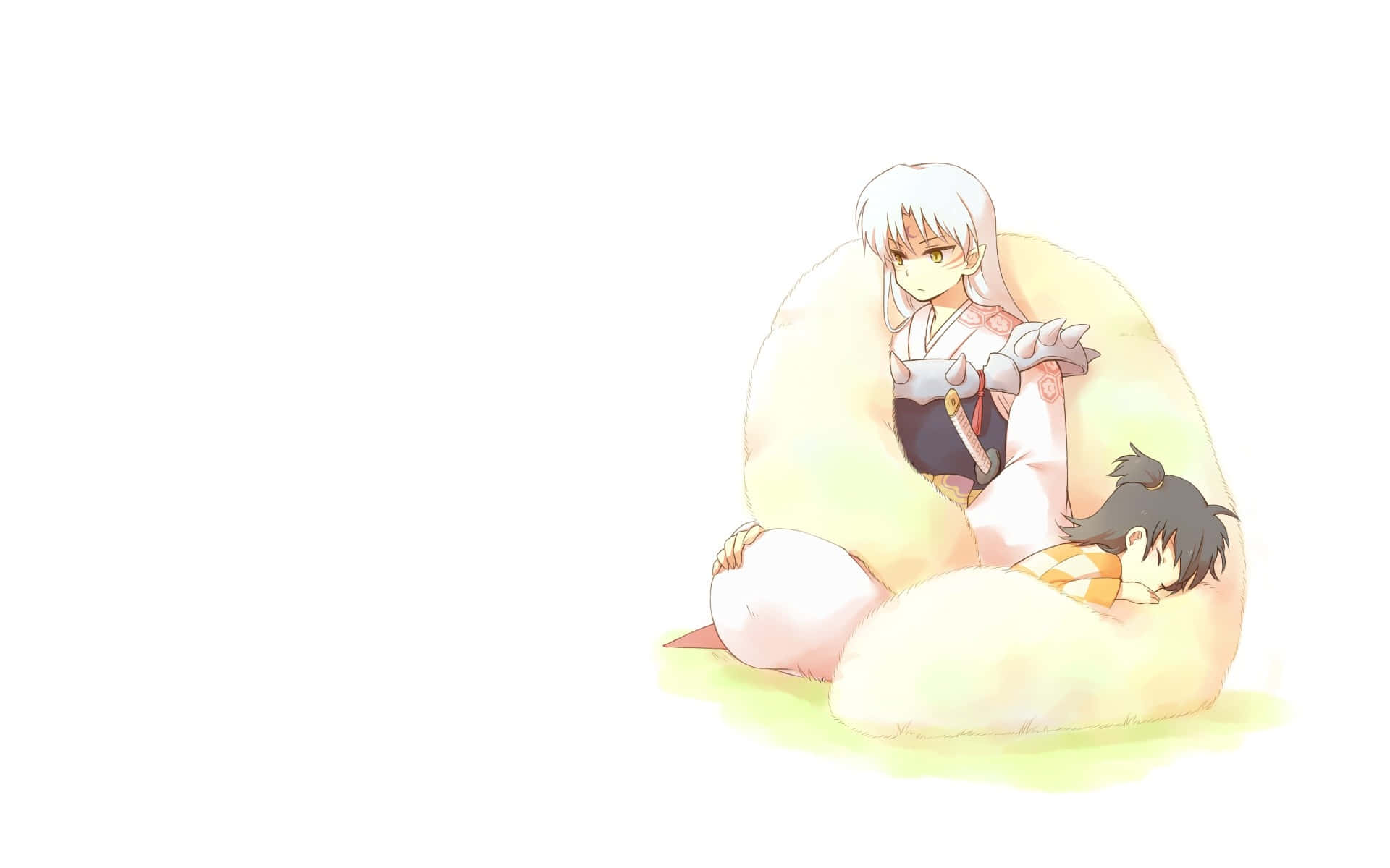 Inuyasha, Rin, white-haired anime girl, Full HD Desktop Wallpaper