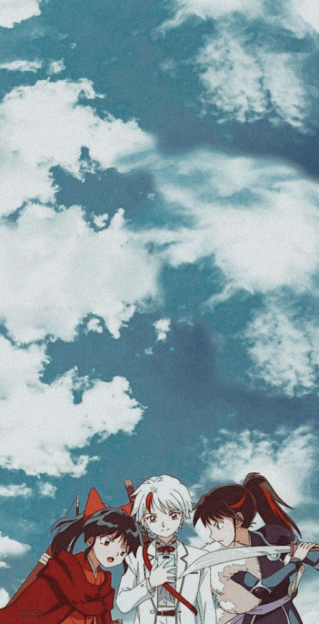 Inuyasha, Rin, teal blue backdrop, Full HD Phone Wallpaper