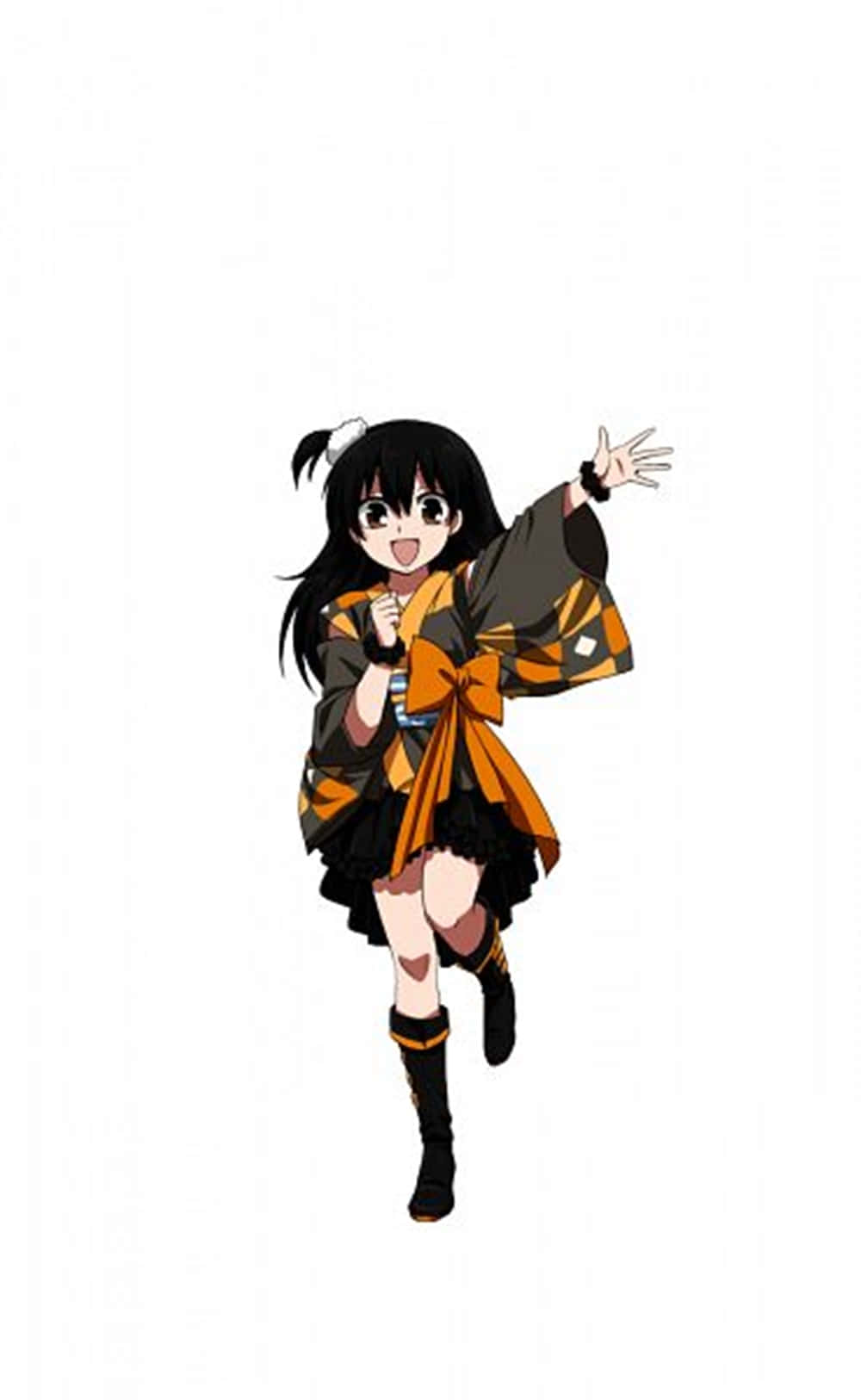 Inuyasha Rin, black and orange kimono, cheerful anime girl, HD Phone Wallpaper