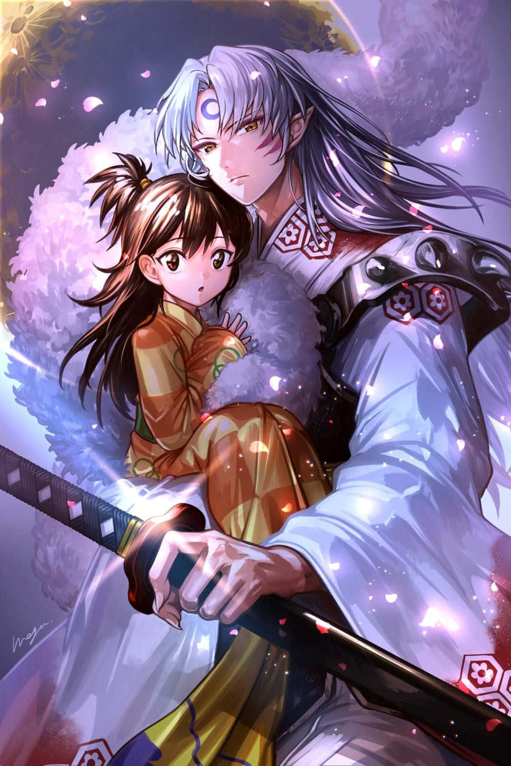Inuyasha, Rin, silver-haired anime warrior, HD Phone Wallpaper
