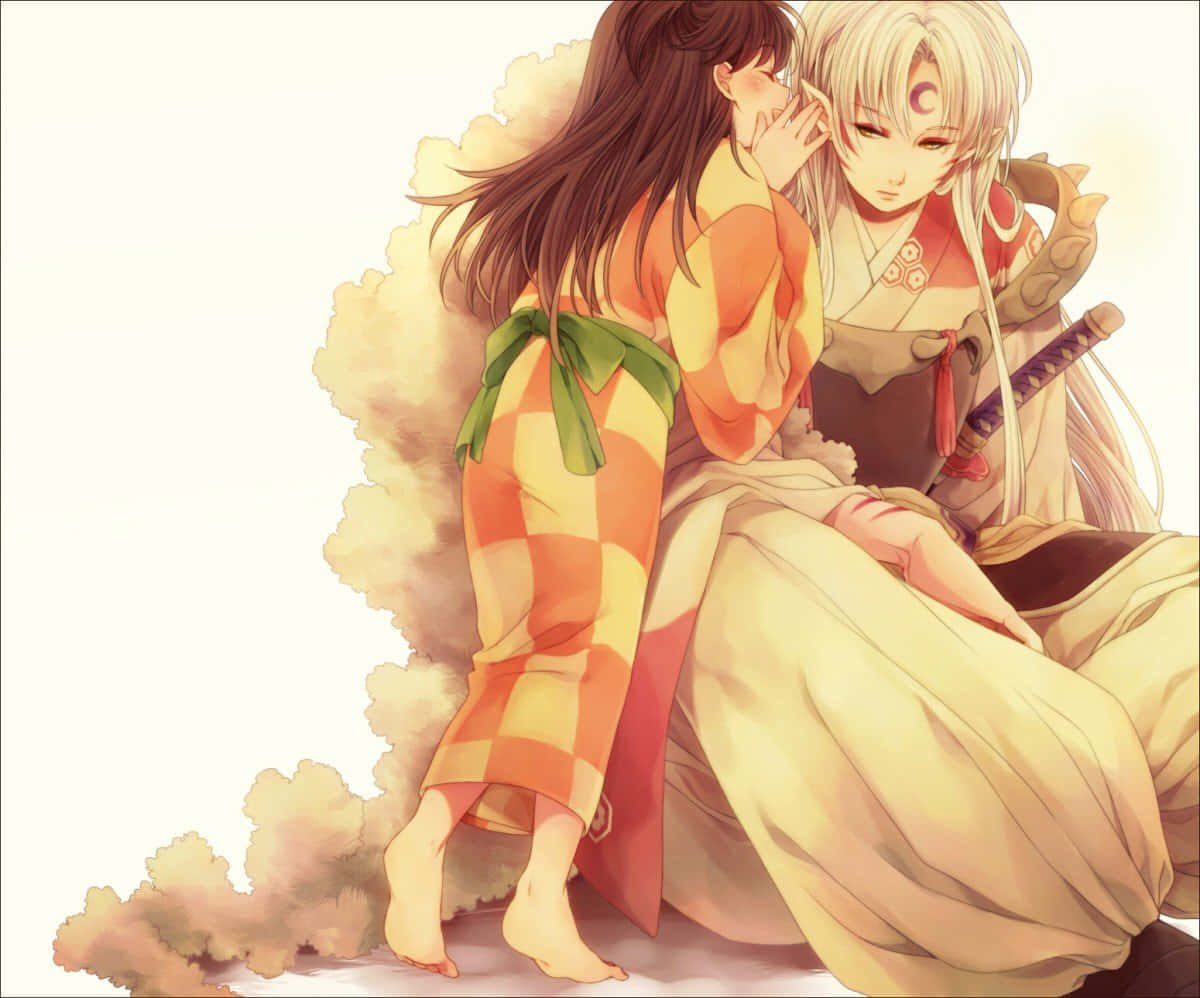 Inuyasha, Rin, checkered kimono, SD Desktop Wallpaper