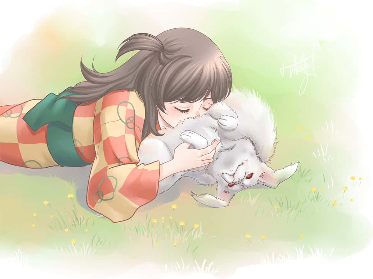 Inuyasha, Rin, checkered kimono, SD Desktop Wallpaper
