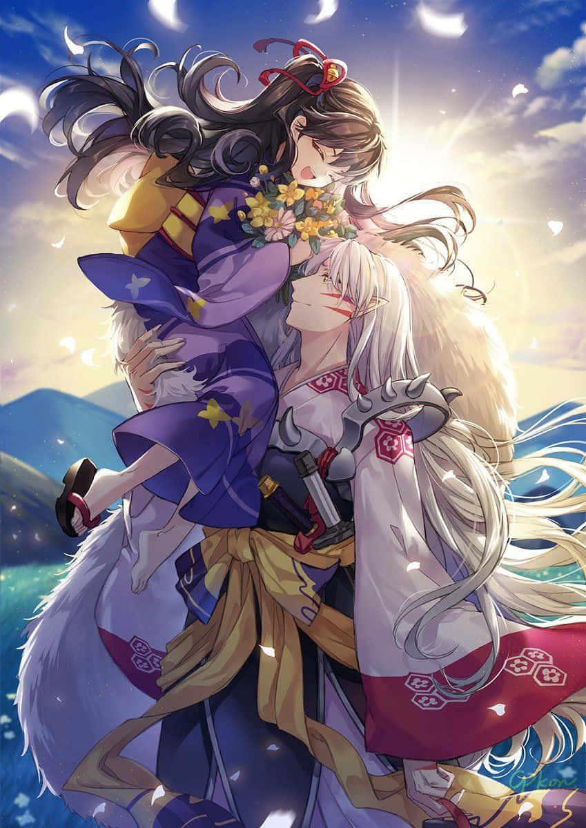 Inuyasha, Rin, radiant sunset sky, SD Phone Wallpaper