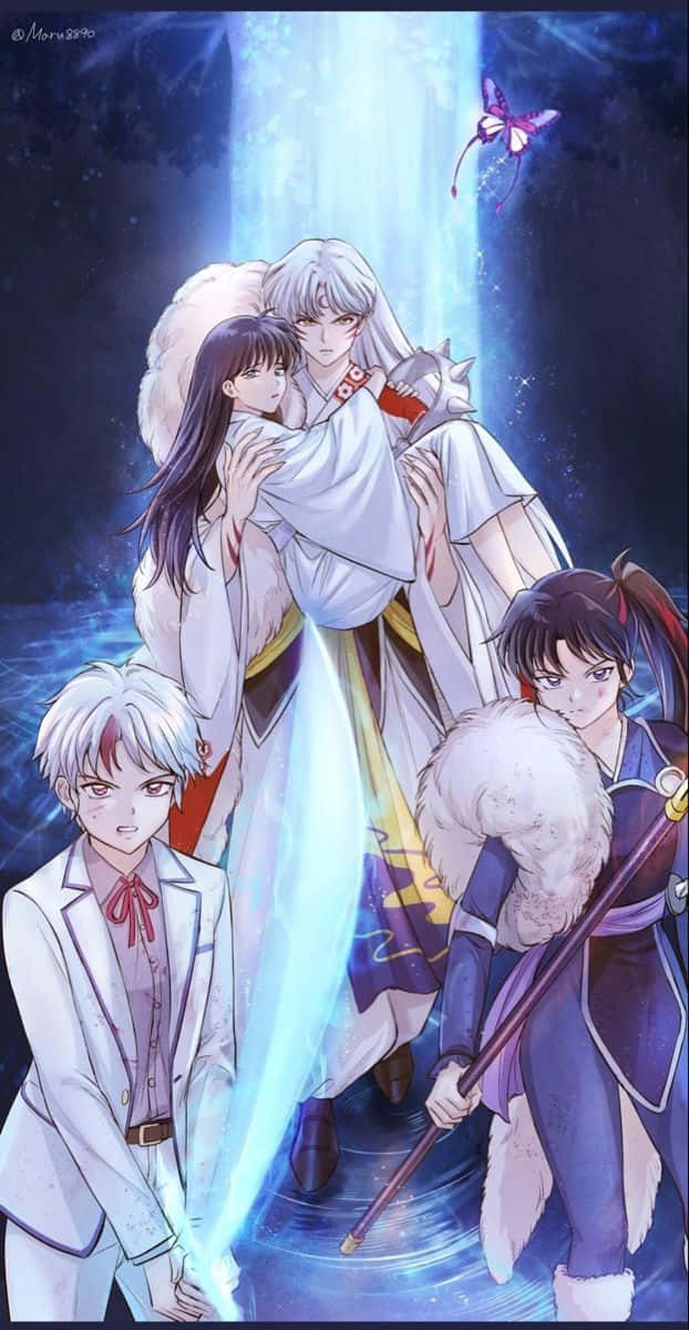 Inuyasha, Rin, white and blue robes, SD Phone Wallpaper