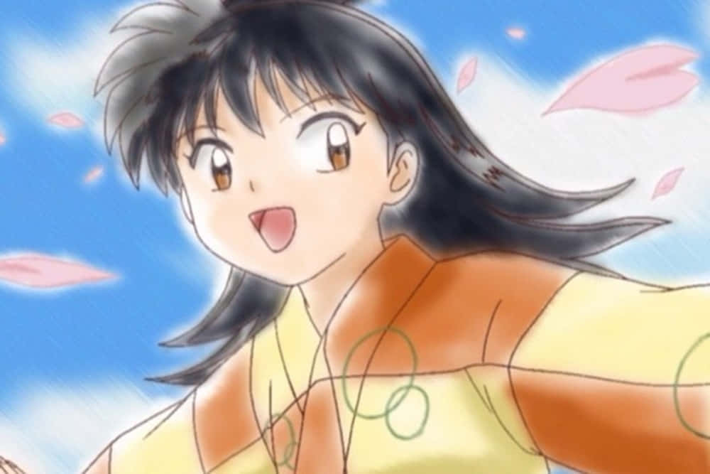 Inuyasha, Rin, orange-yellow kimono, SD Desktop Wallpaper