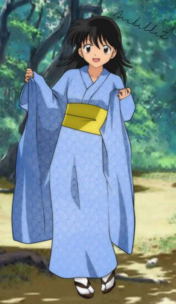 Inuyasha Rin, Rin, blue kimono, SD Phone Wallpaper