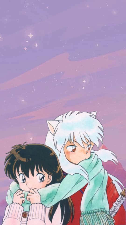 Inuyasha, Rin, starry purple sky, SD Phone Wallpaper