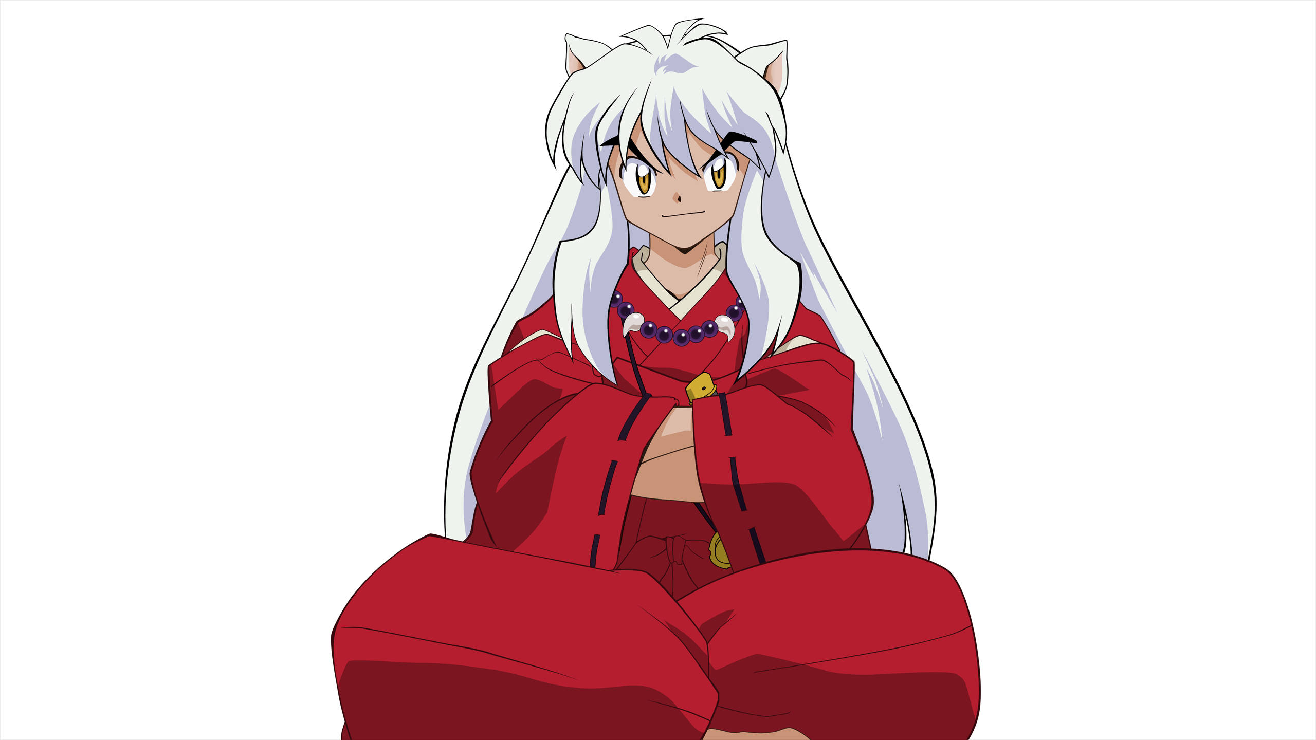 Inuyasha, white hair, dog ears, 2K Desktop Wallpaper