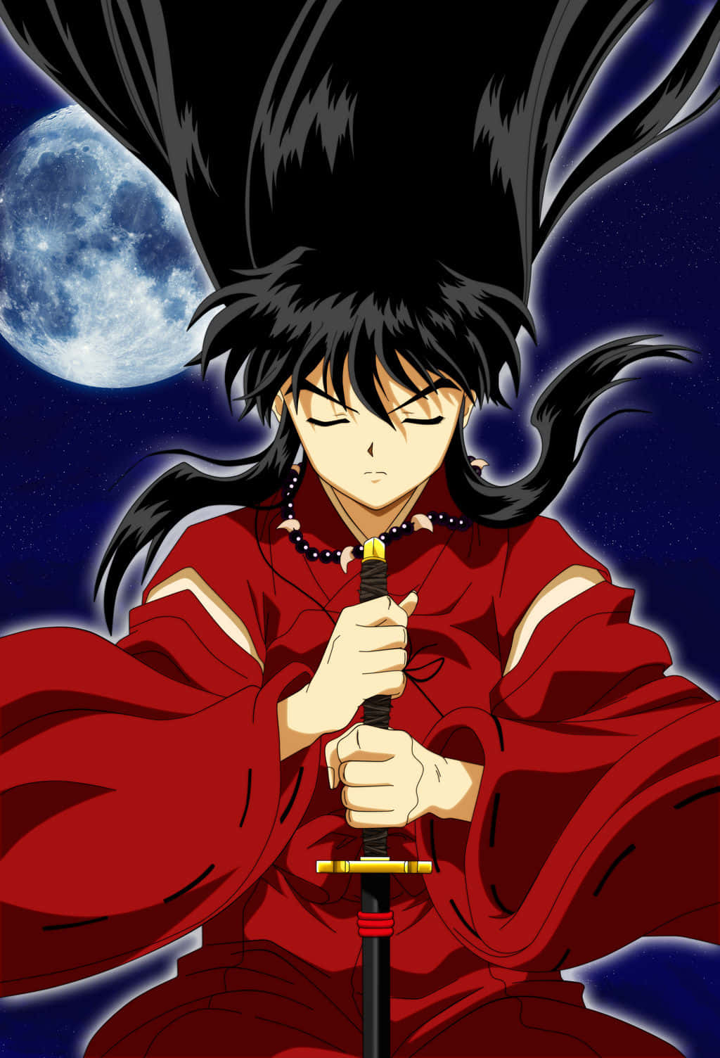 Inuyasha, black-haired, anime warrior, HD Phone Wallpaper