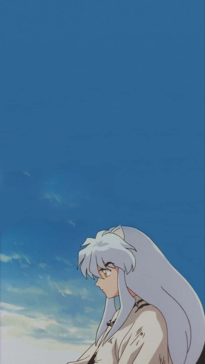 Inuyasha, silver hair, blue sky, SD Phone Wallpaper
