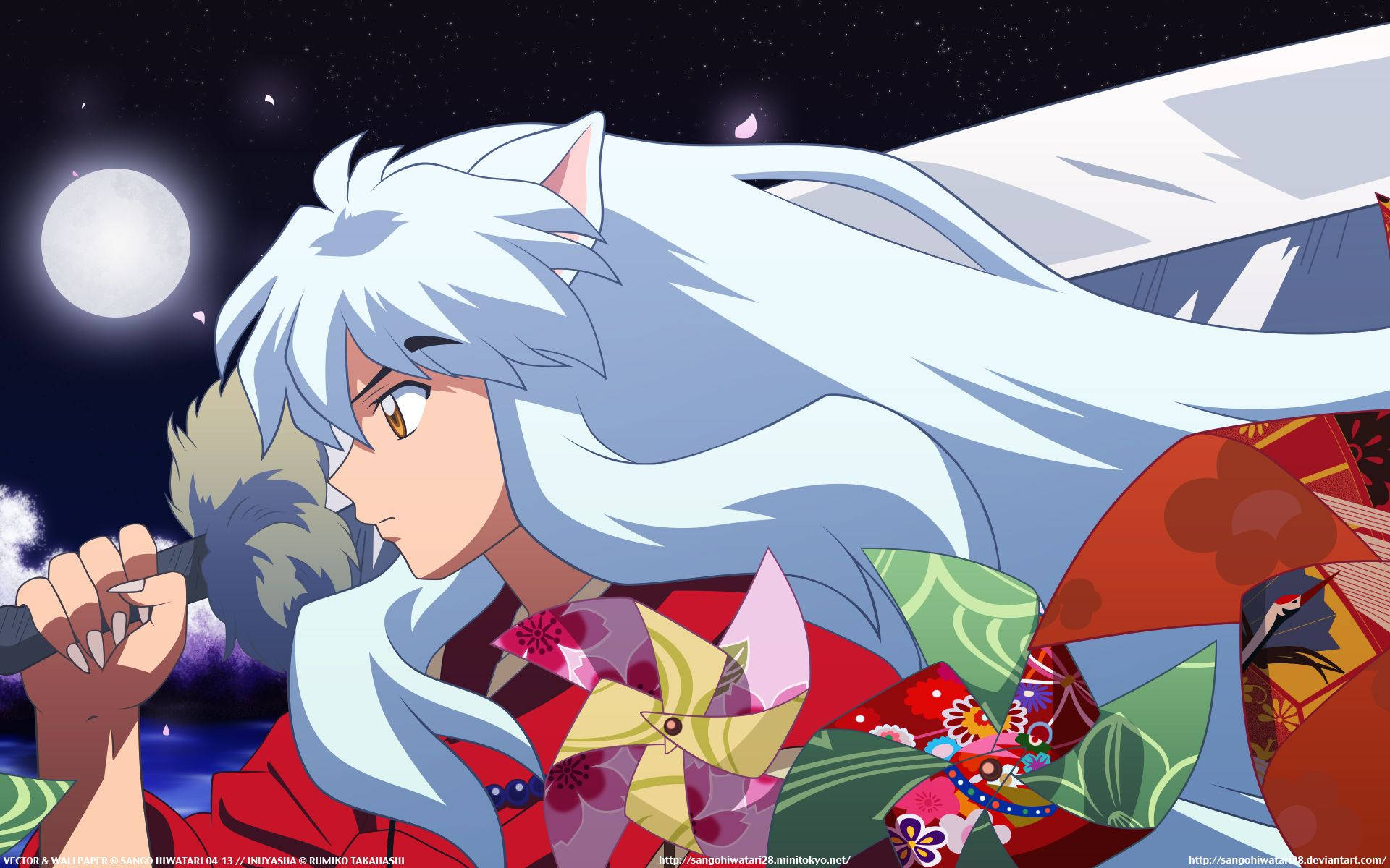 Inuyasha, silver hair, cat ears, Full HD Desktop Wallpaper