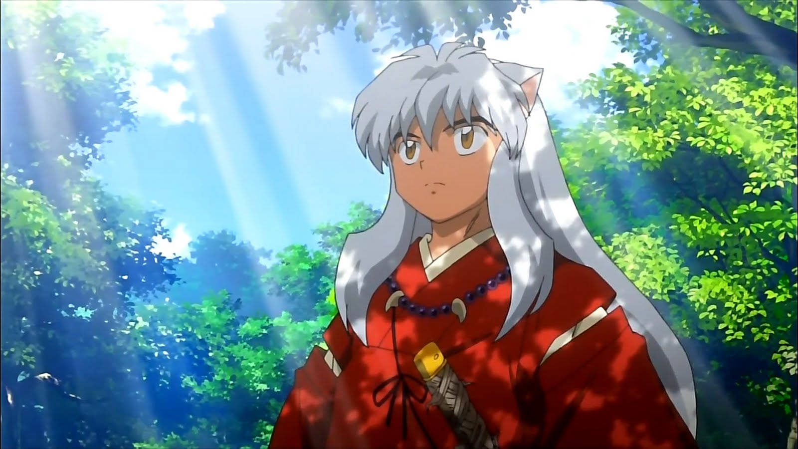 Inuyasha, silver-haired, red kimono, HD Desktop Wallpaper