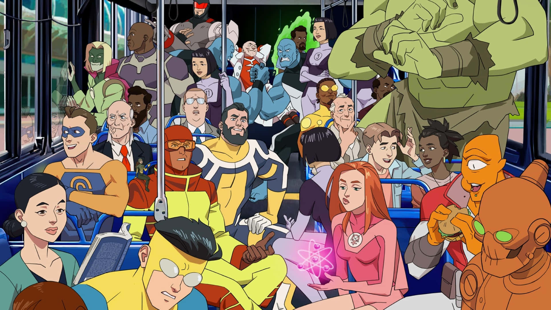 Invincible Variants, animated superheroes, vibrant comic book style, Full HD Desktop Wallpaper