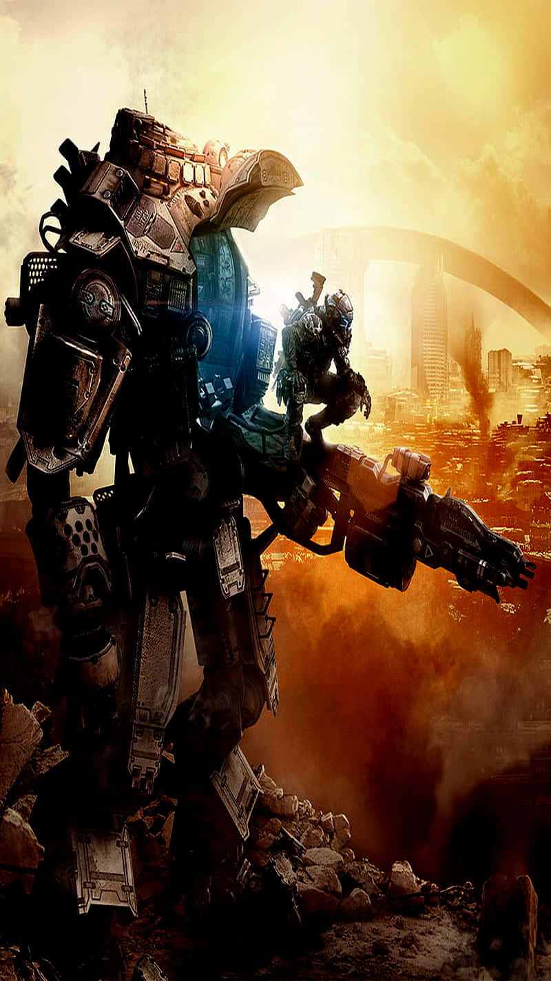 mech warrior, colossal armored mech, smaller mech, HD Phone Wallpaper