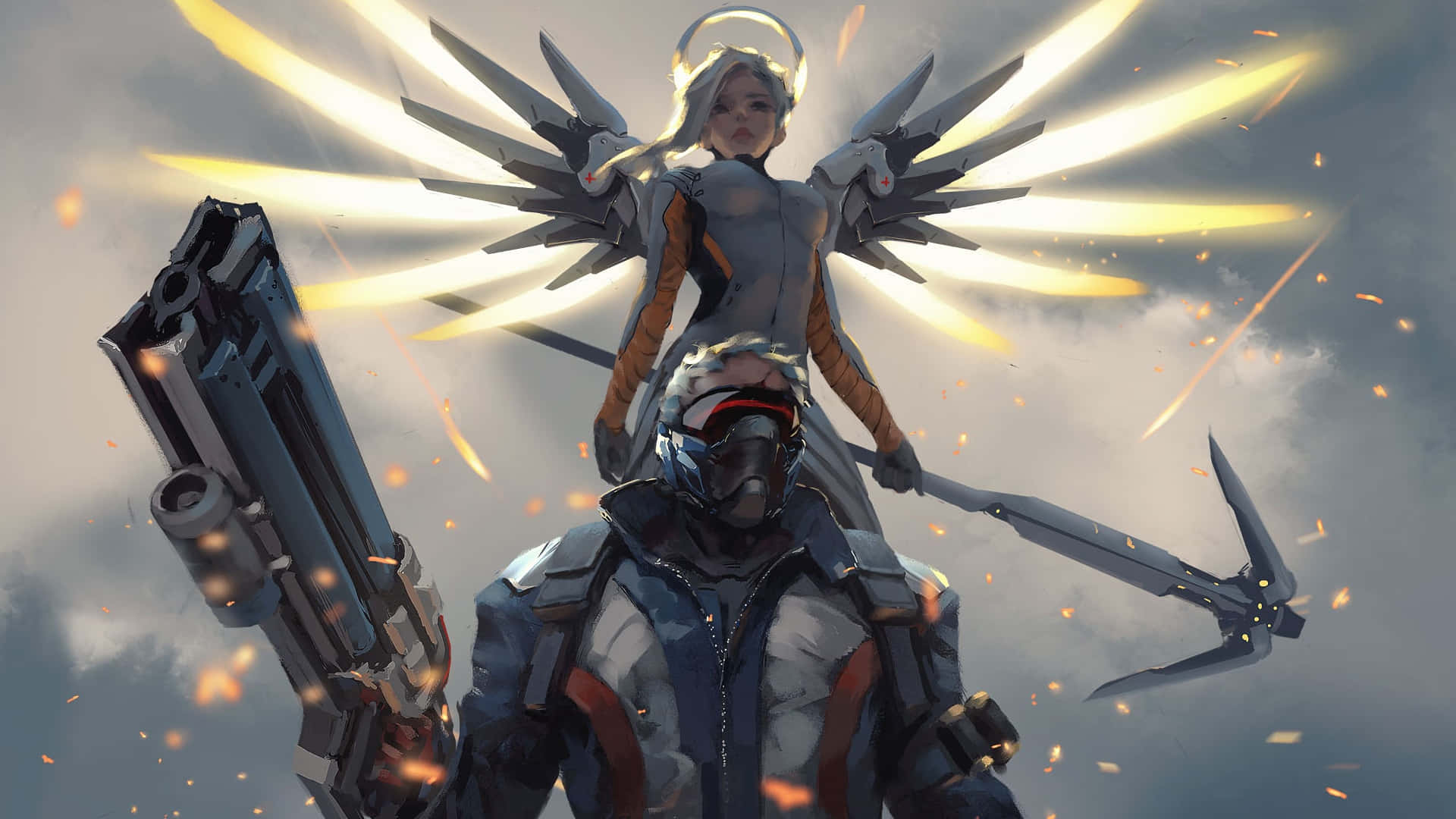 Soldier 76, glowing wings, masked soldier, Full HD Desktop Wallpaper