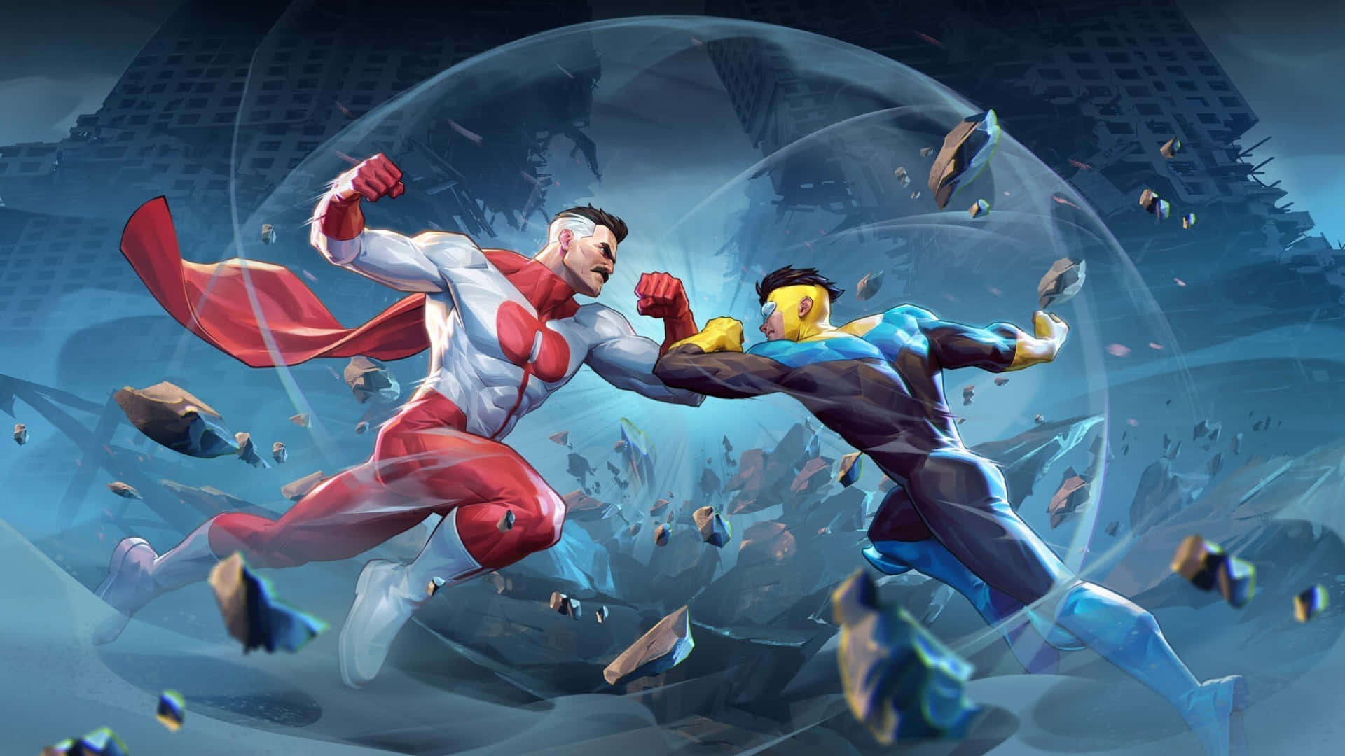Invincible War, superheroes, midair, Full HD Desktop Wallpaper