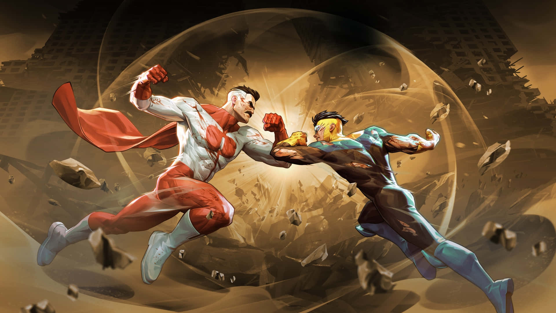 Invincible War, epic battle, superheroes, Full HD Desktop Wallpaper