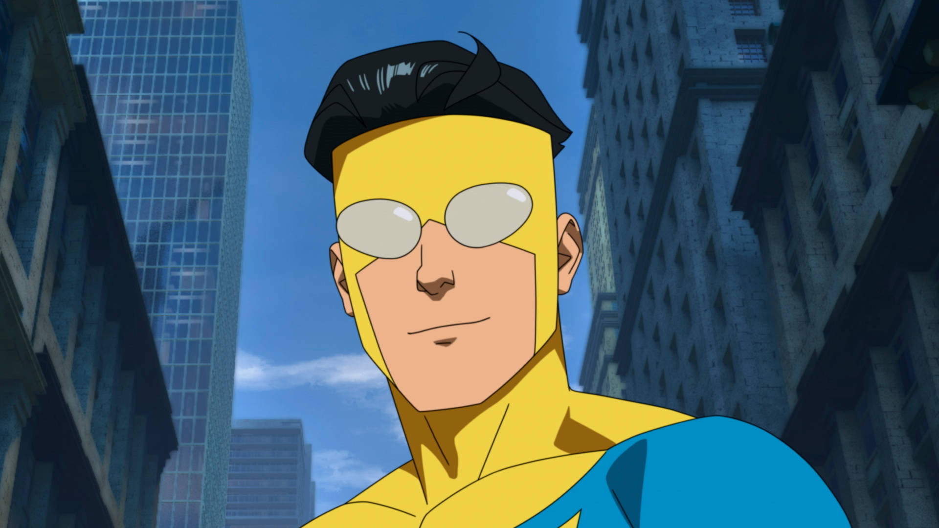 Invincible, yellow-suited, white goggles, Full HD Desktop Wallpaper