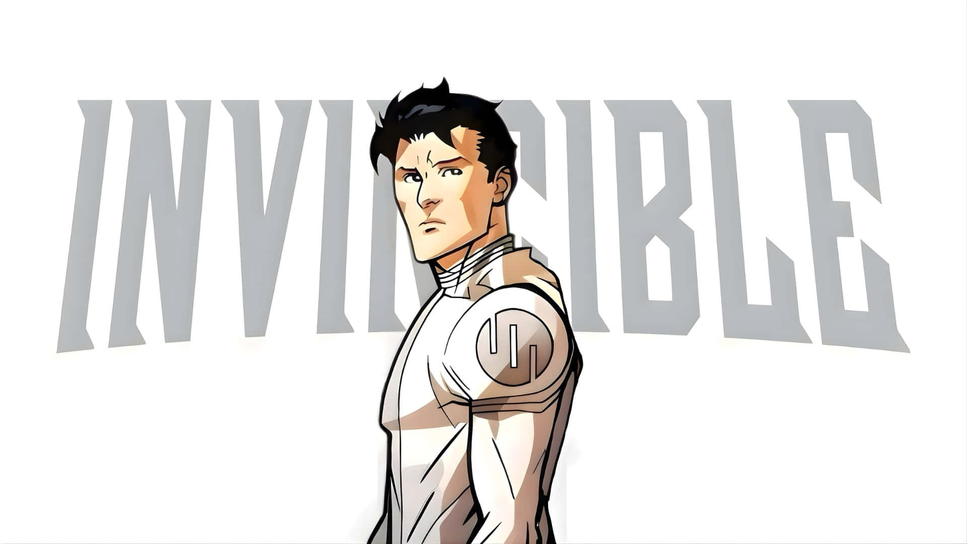 Invincible, white suit, circular emblem, Full HD Desktop Wallpaper