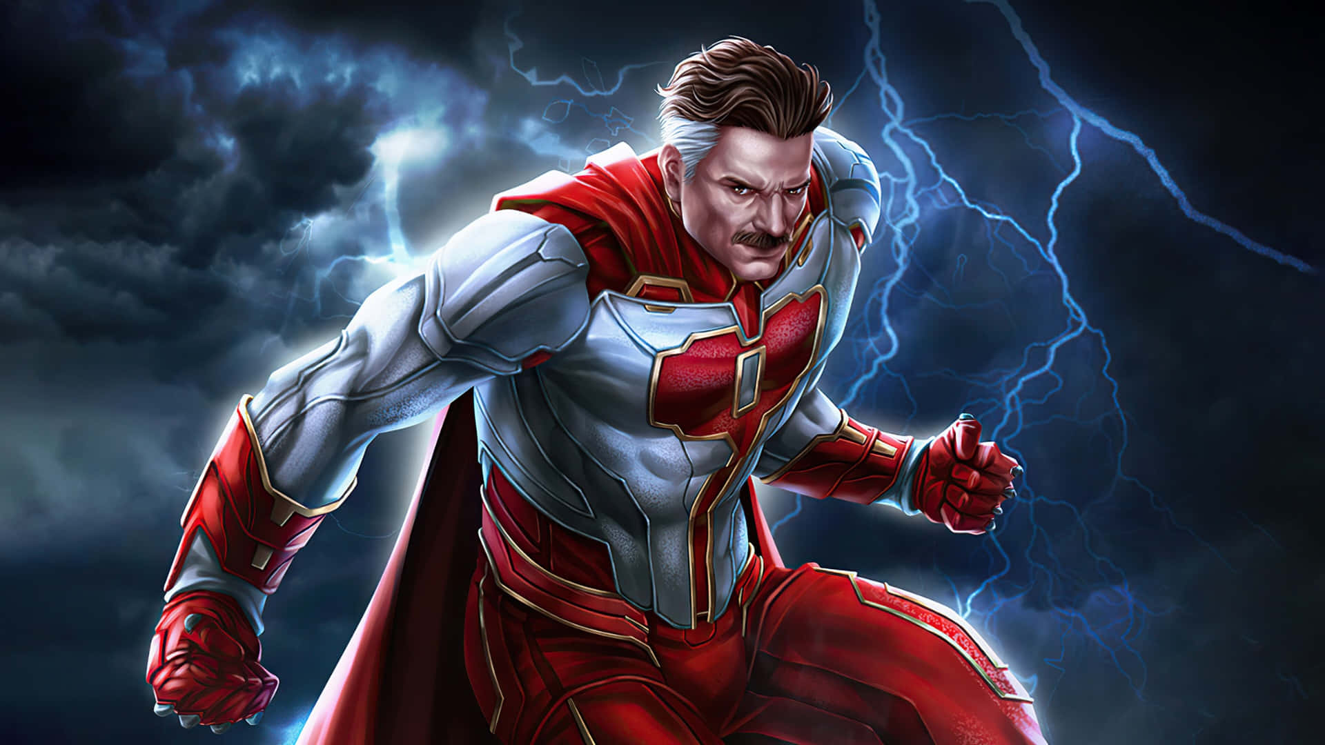 Invincible, Storm Warrior, red and silver armor, Full HD Desktop Wallpaper
