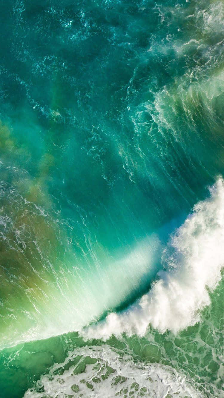 iOS 1, Green Waves, turquoise ocean, HD Phone Wallpaper