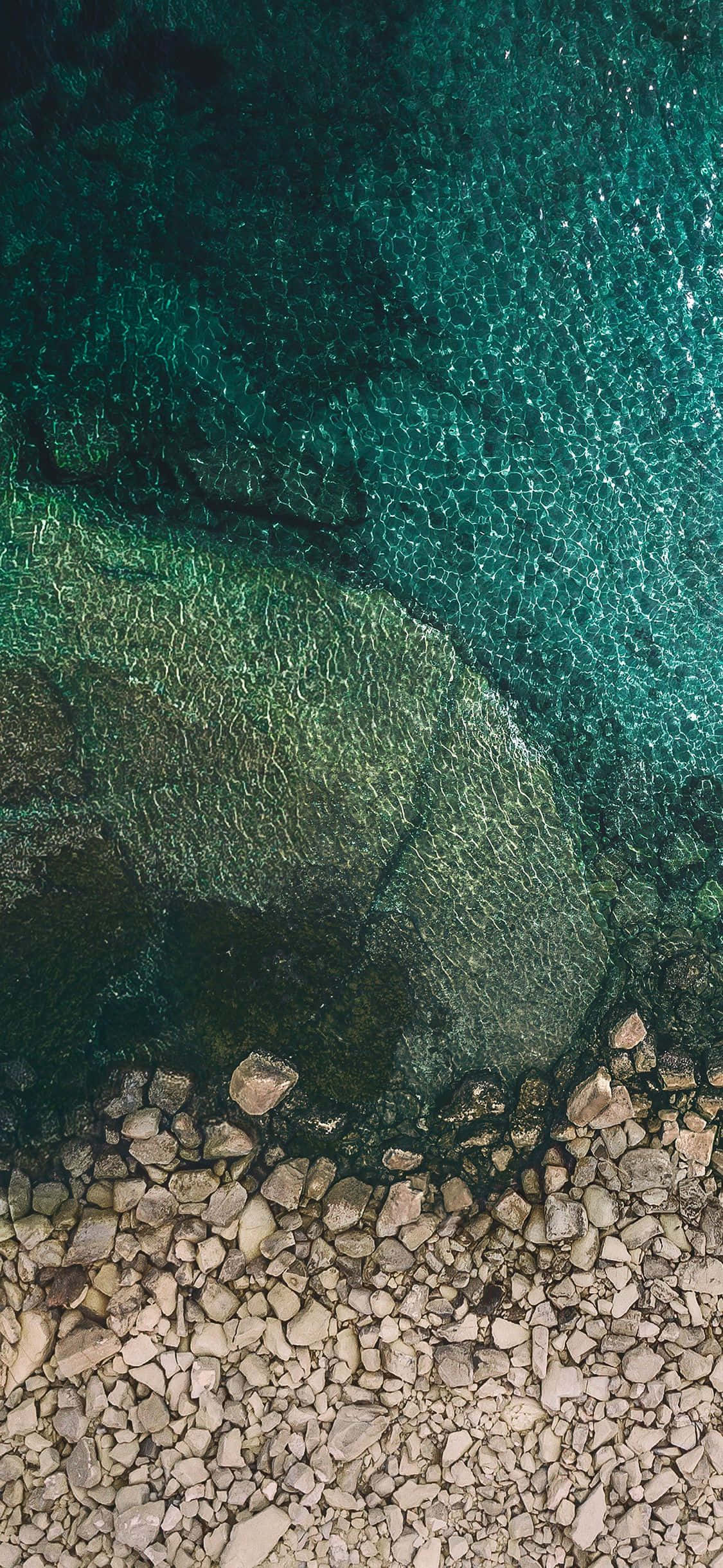 iOS 1, Rocky Seaside, crystal clear turquoise water, Full HD Phone Wallpaper