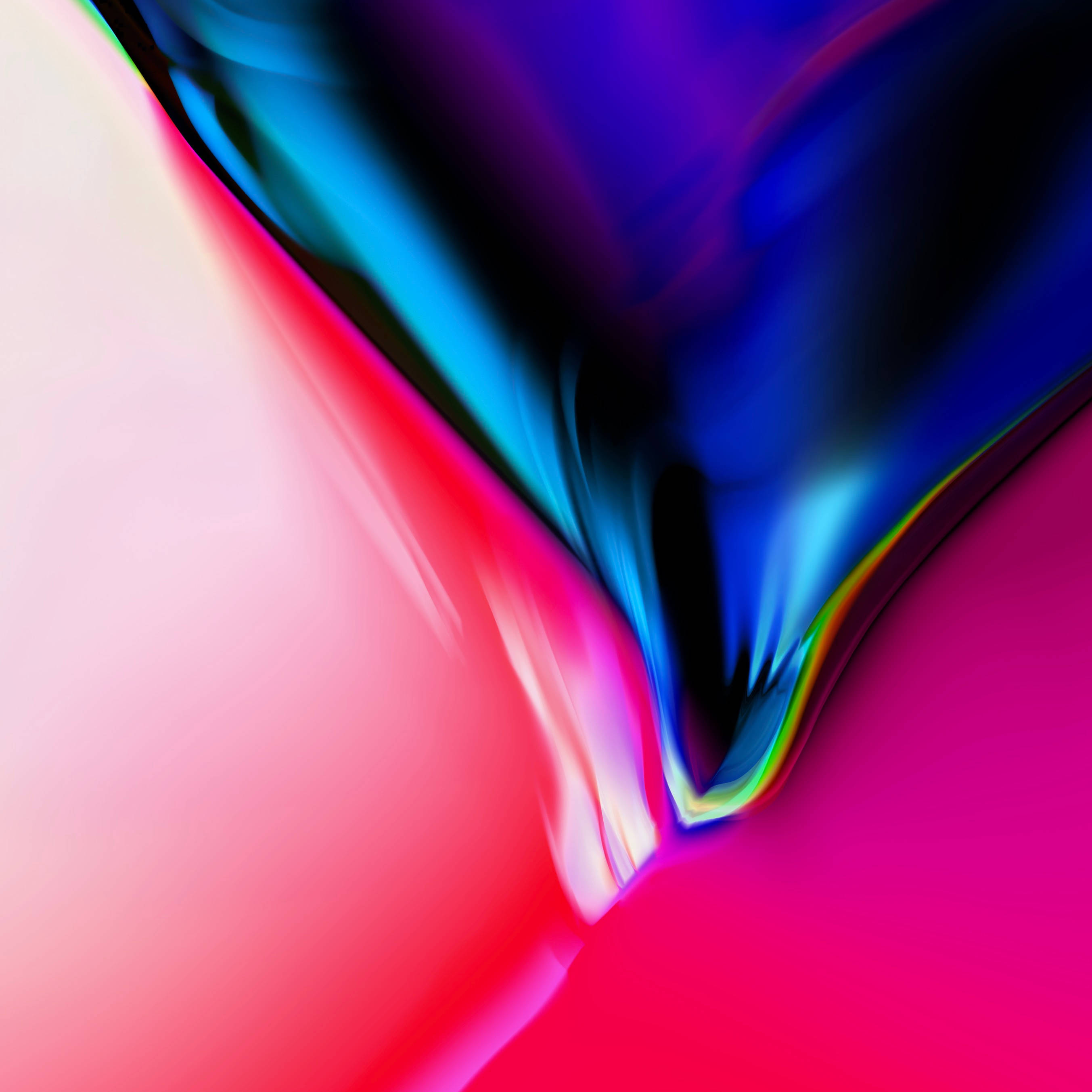 iOS 11, electric pink, blue, 2K Desktop Wallpaper