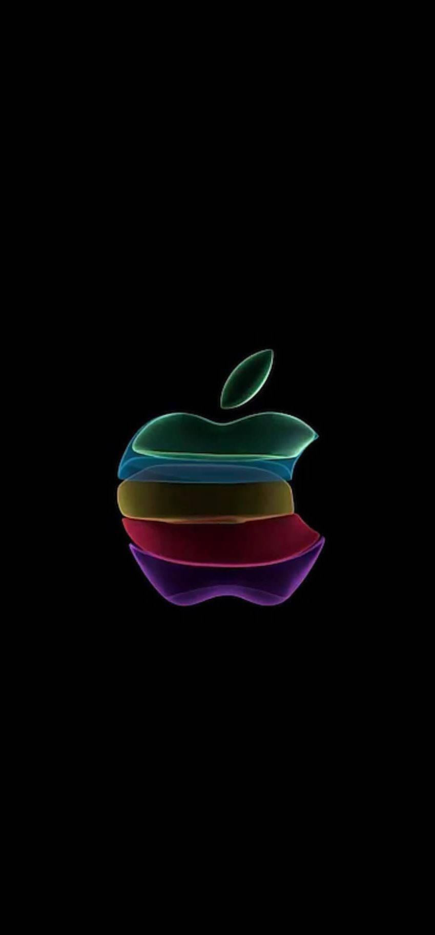 minimalist, rainbow Apple logo, iOS 11, HD Phone Wallpaper