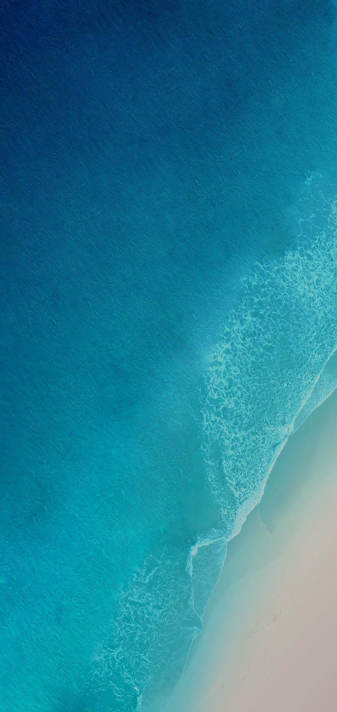 aerial view, turquoise ocean, pale sandy shore, Full HD Phone Wallpaper