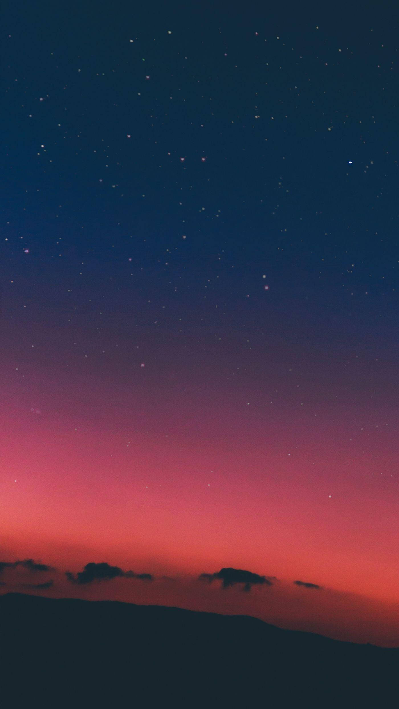 pinkish orange starry sky, twilight sky, deep blue, Full HD Phone Wallpaper