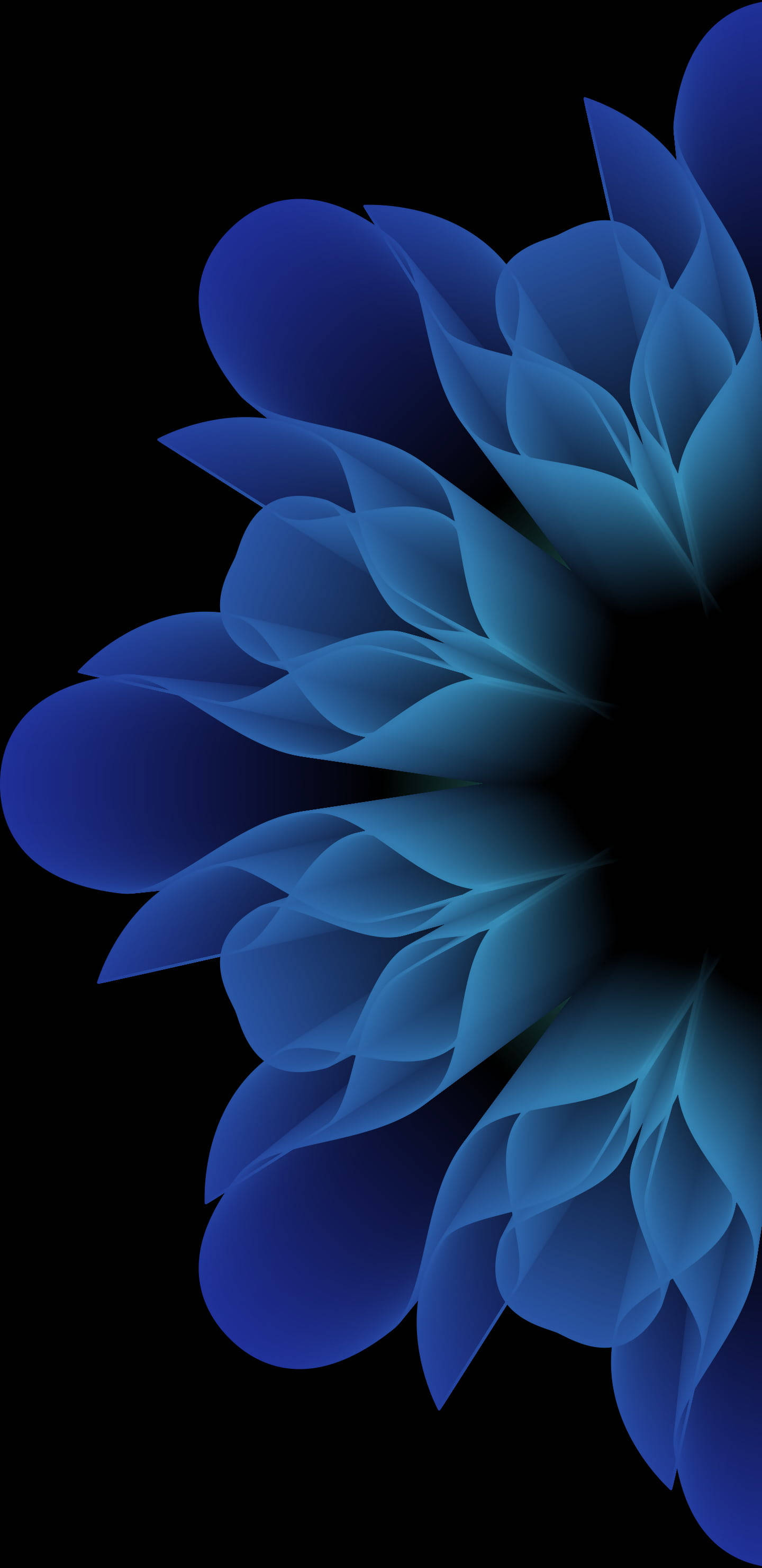 blue flowers, iOS 12, abstract flower, 2K Phone Wallpaper