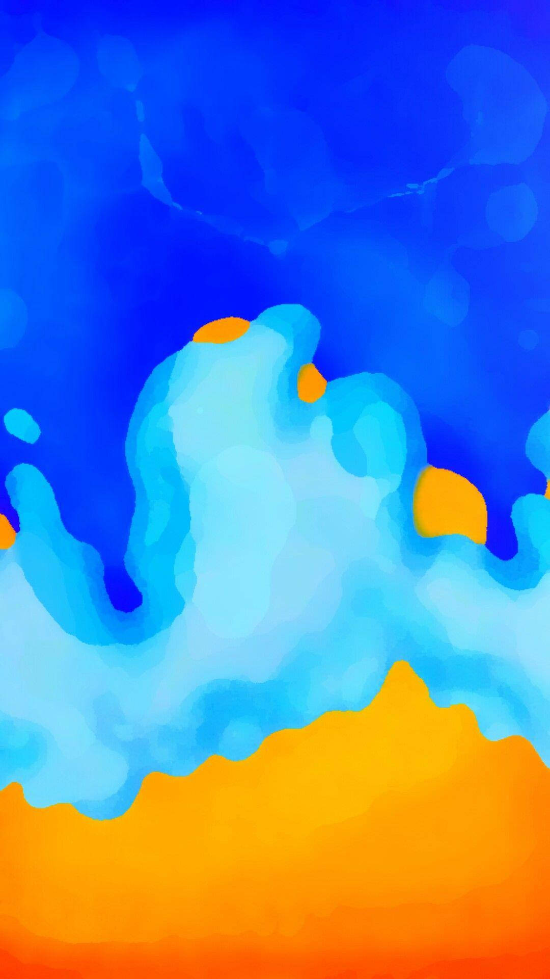 iOS 12, blue, orange, Full HD Phone Wallpaper