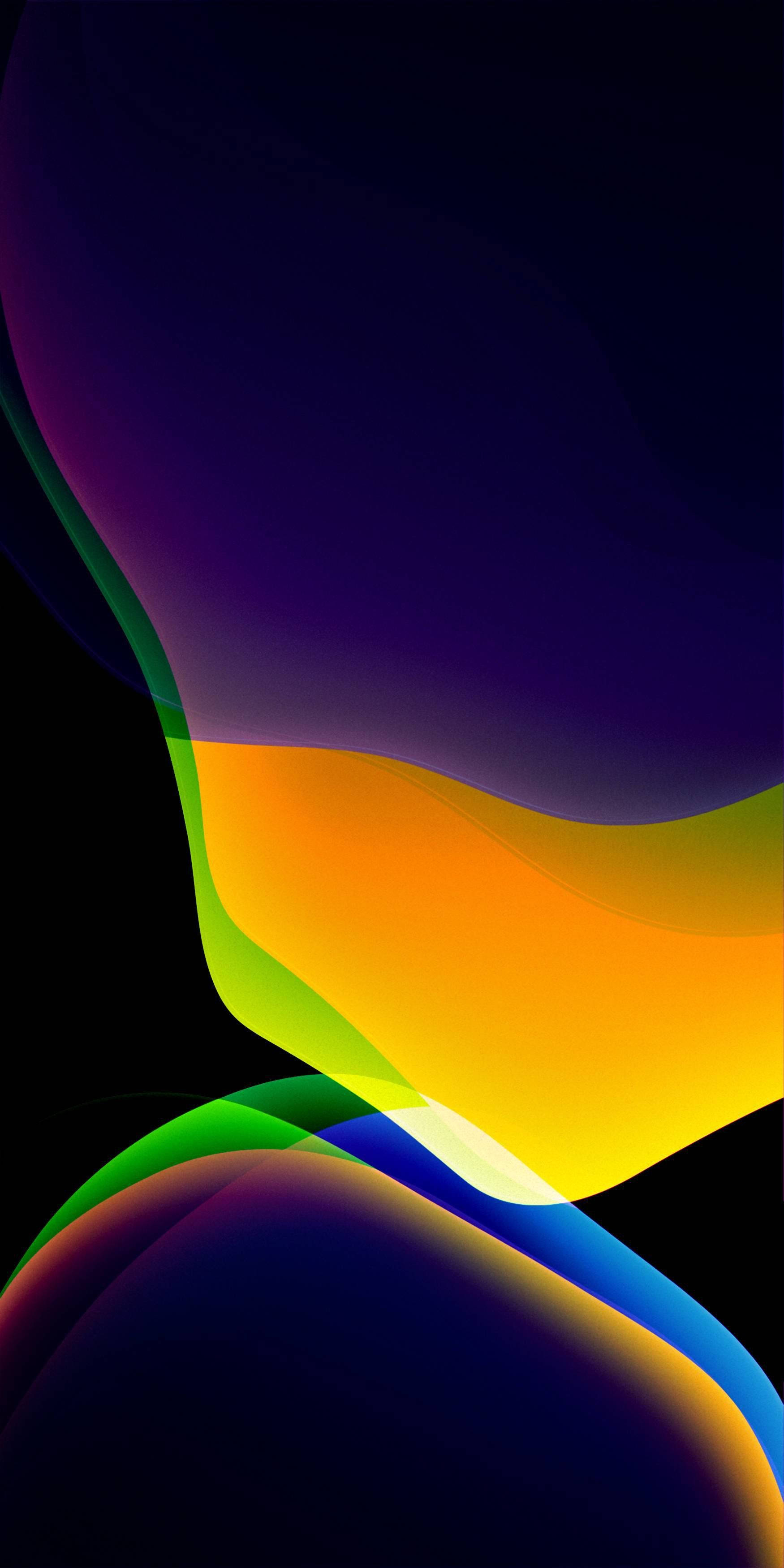iOS 13, multi color, dark mode, 2K Phone Wallpaper