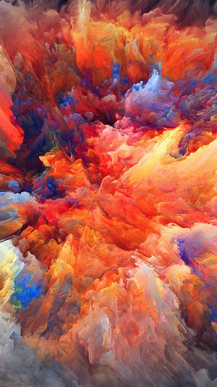iOS 13, fiery orange red, cool blue, HD Phone Wallpaper