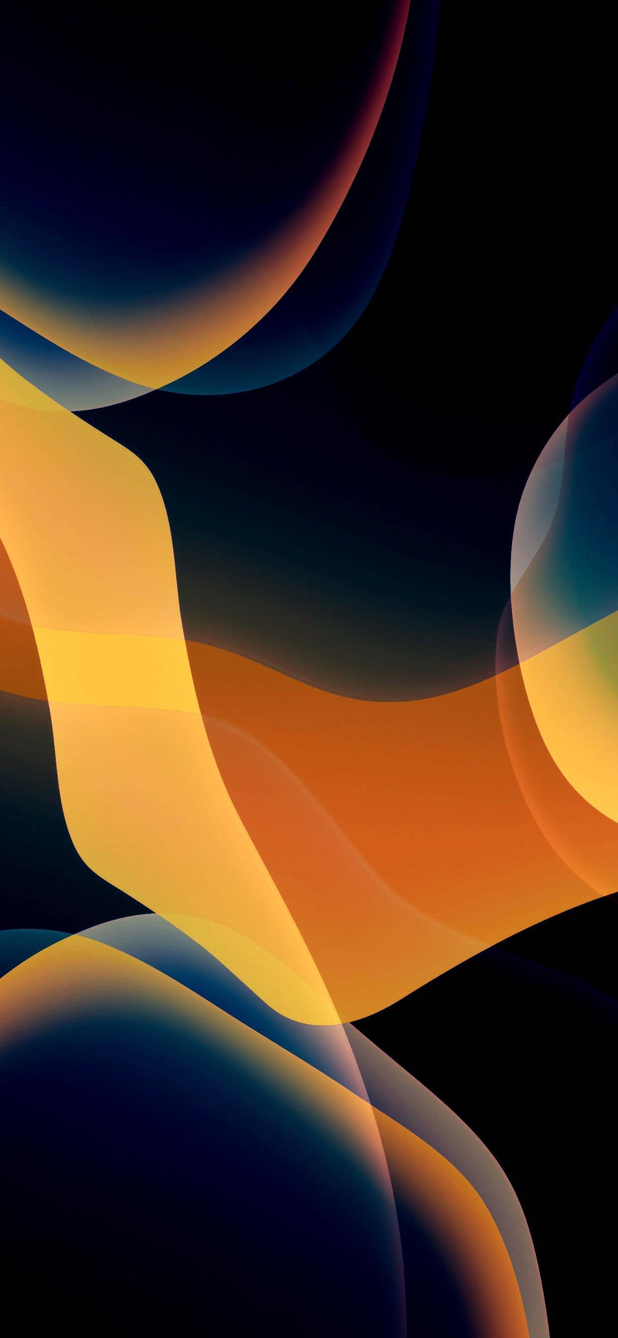 iOS 13, yellow, dark mode, 2K Phone Wallpaper